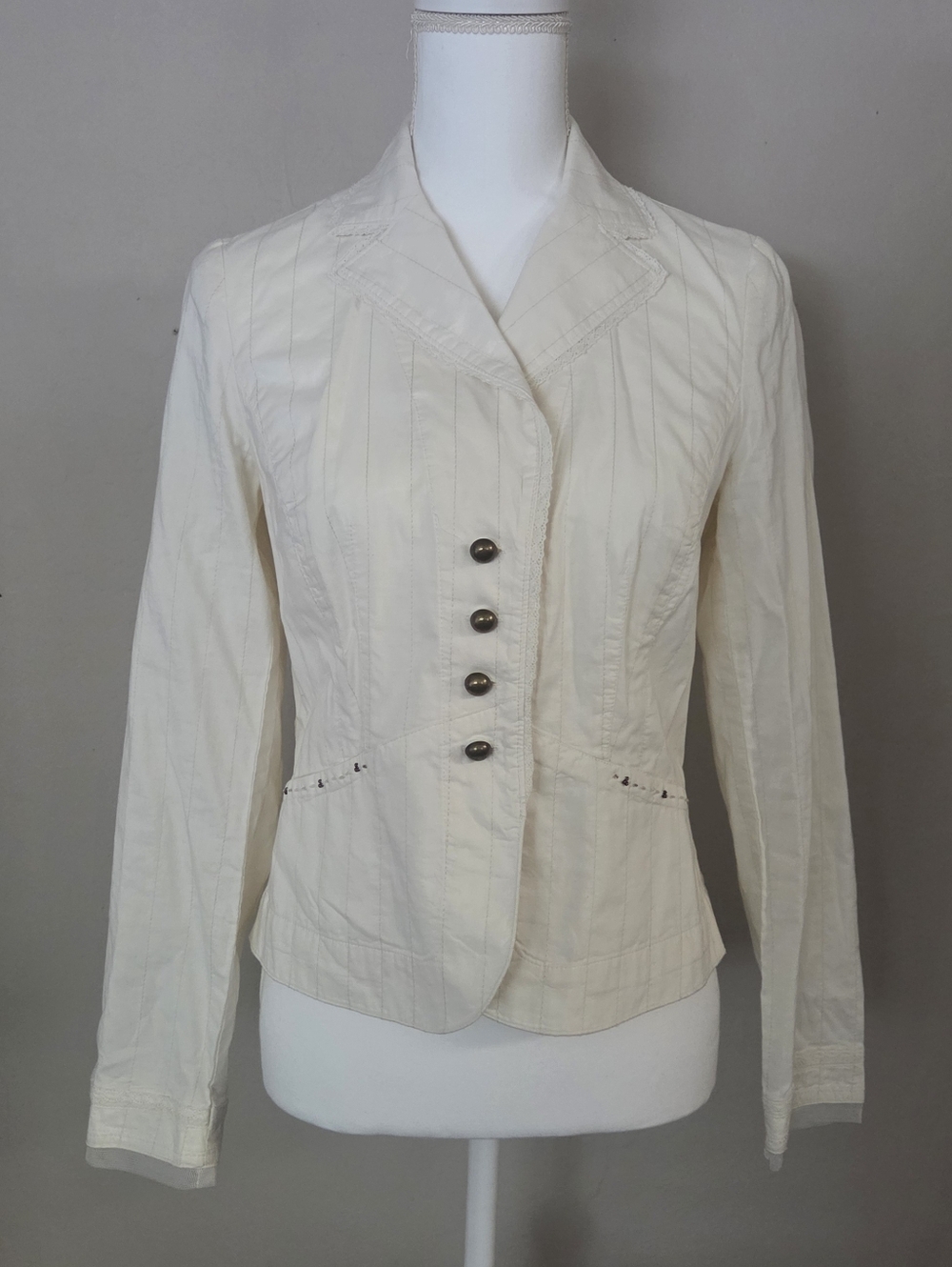 Bandolino Cream Tailored Button-Front Blazer Jacket